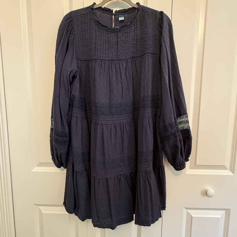 Old Navy Blue Tiered Bishop Sleeve Dress